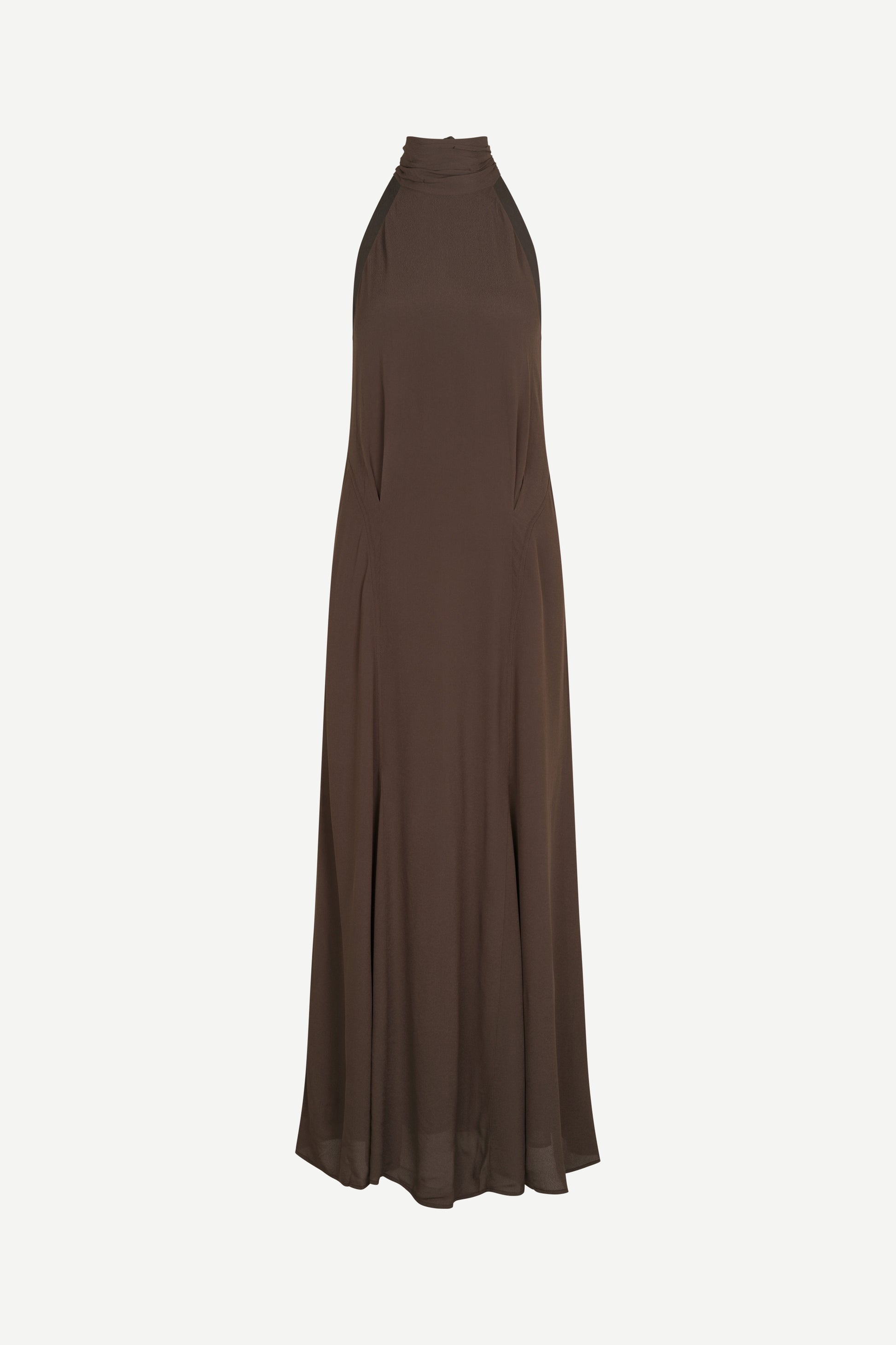 halter neck sleeveless long brown dress from samsoe