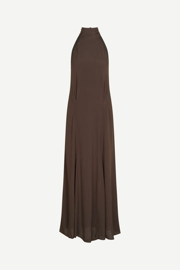 halter neck sleeveless long brown dress from samsoe