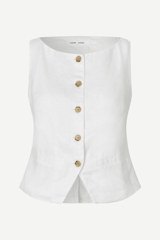 cowl neck sleeveless white waistcoat from samsoe