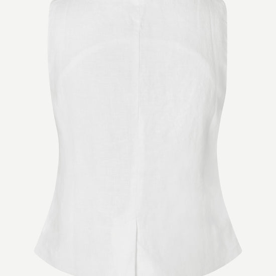 cowl neck sleeveless white waistcoat from samsoe rear