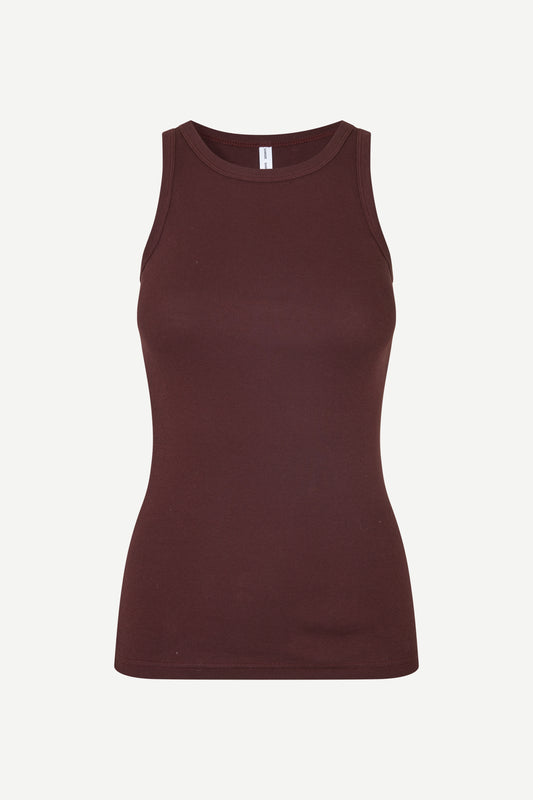 slight racerback sleeveless stretchy burgundy tank top from samsoe