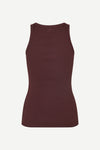 slight racerback sleeveless stretchy burgundy tank top from samsoe rear