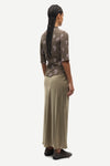 mid length elasticated waist slip skirt in light khaki from samsoe rear