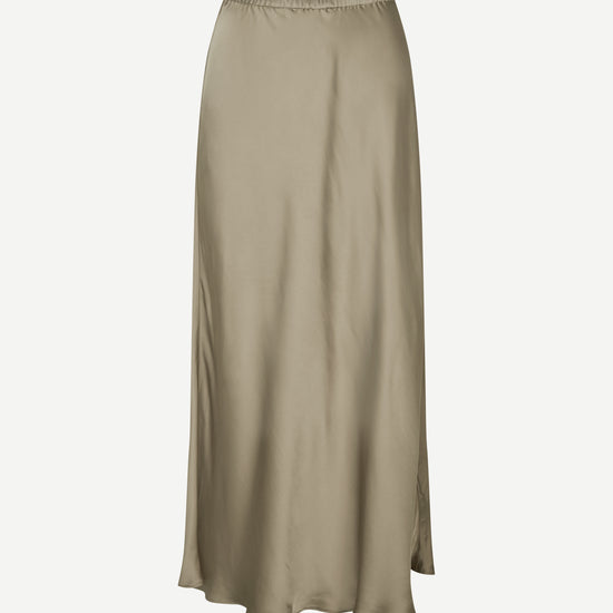 mid length elasticated waist slip skirt in light khaki from samsoe
