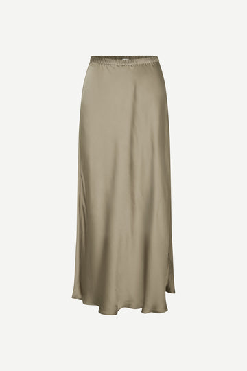 mid length elasticated waist slip skirt in light khaki from samsoe