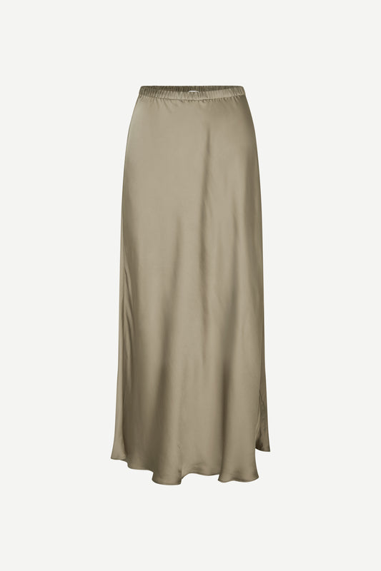 mid length elasticated waist slip skirt in light khaki from samsoe