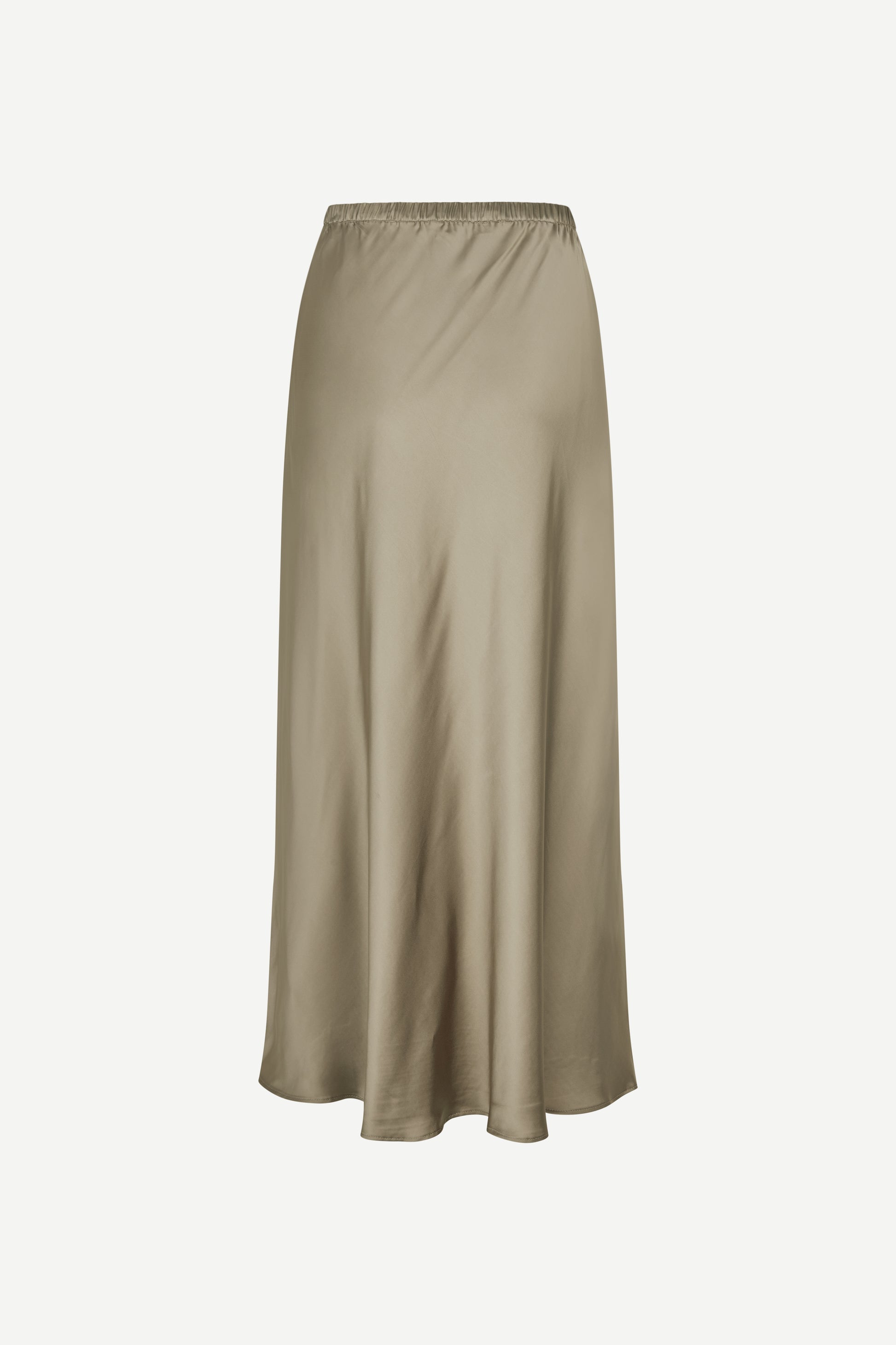 mid length elasticated waist slip skirt in light khaki from samsoe rear