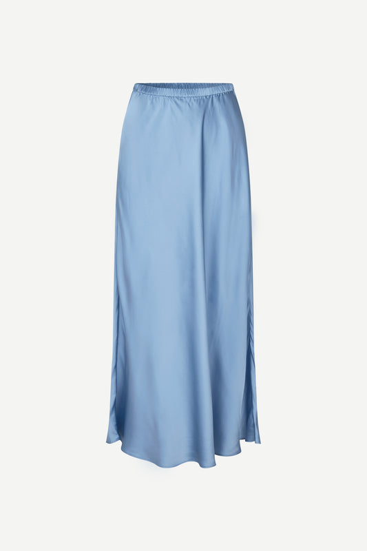 mid length elasticated waist slip skirt in light blue from samsoe