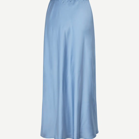 mid length elasticated waist slip skirt in light blue from samsoe rear
