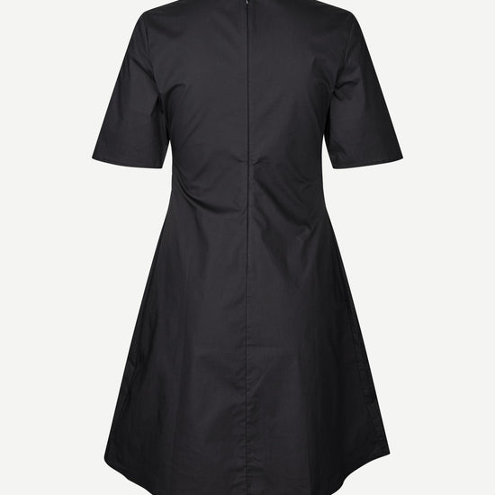 v neck short sleeve black short dress with rouch detailing from samsoe rear 