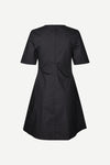 v neck short sleeve black short dress with rouch detailing from samsoe rear 