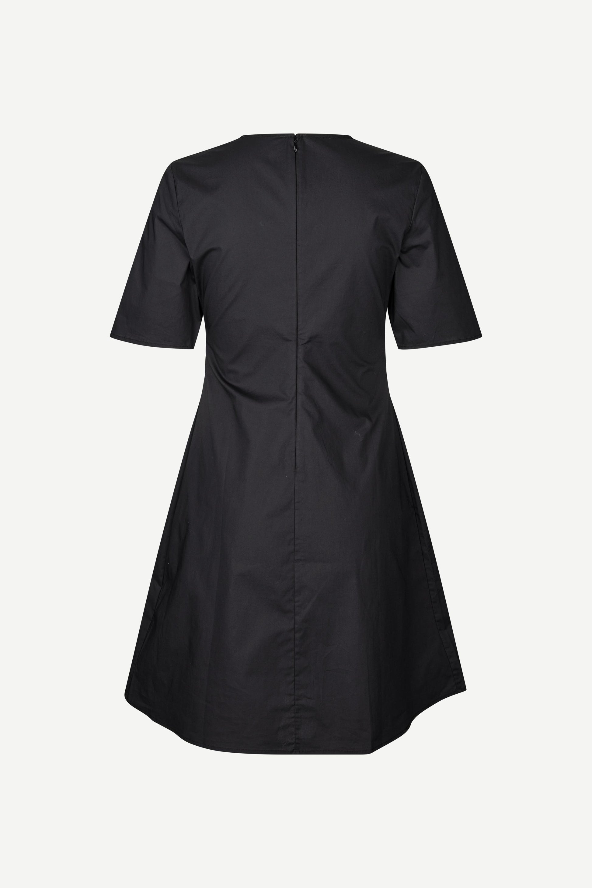 v neck short sleeve black short dress with rouch detailing from samsoe rear 