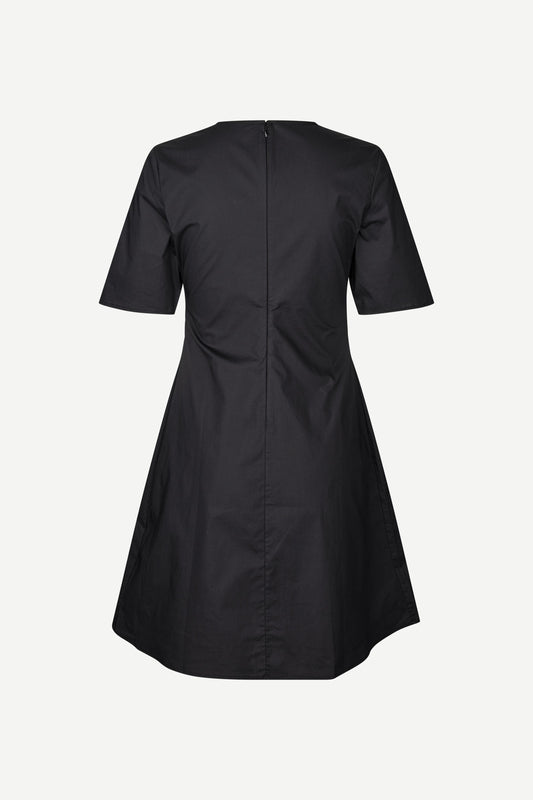 v neck short sleeve black short dress with rouch detailing from samsoe rear 