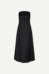 strapless mid length black dress with button down and a line shape from samsoe rear