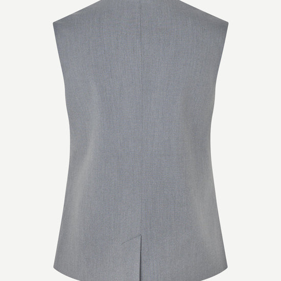 v neck 3 button grey mel waistcoat with triangular cut hem from samsoe rear
