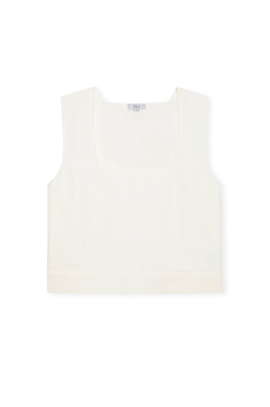 square neck white linen sleeveless top from rails