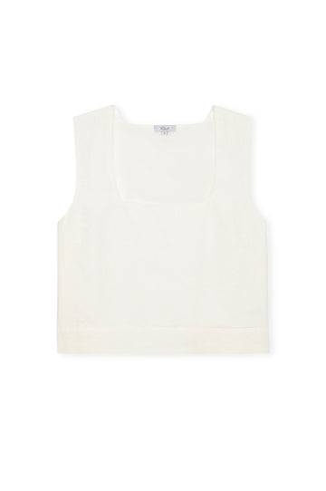 square neck white linen sleeveless top from rails