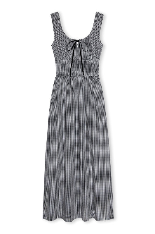 round neck sleeveless tie front gingham dress from rails