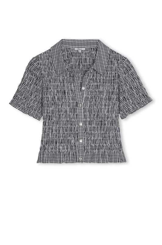 short sleeve shirred shirt black gingham from rails