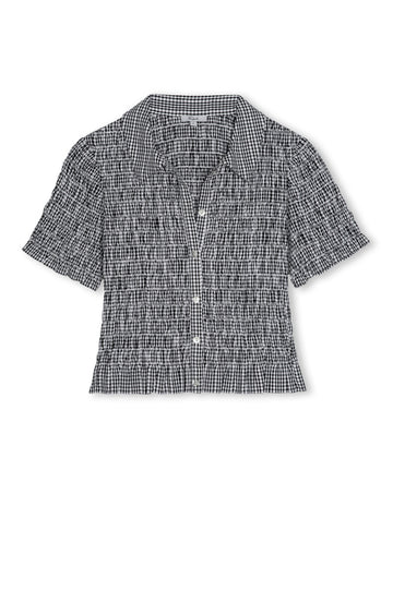 short sleeve shirred shirt black gingham from rails
