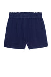 cheesecloth fabric dark blue shorts with elasticated waist and pockets
