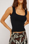 wide strap scallop edge black cami top from rails model 