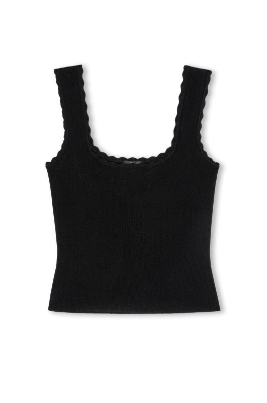 wide strap scallop edge black cami top from rails