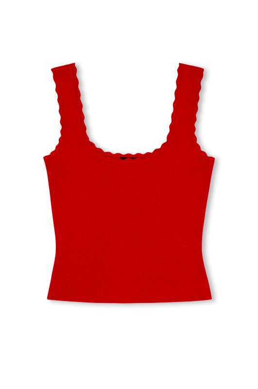 wide strap scallop edge red cami top from rails