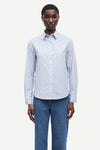 blue and white stripe shirt from samsoe model shot