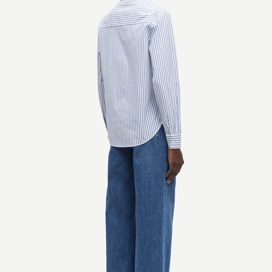 blue and white stripe shirt from samsoe rear 