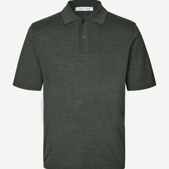 Dark Green merino wool polo shirt from Samsoe Samsoe