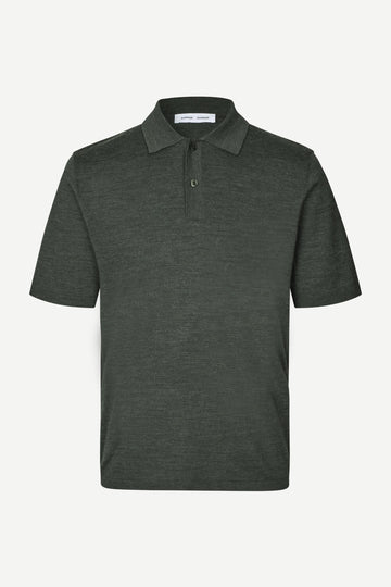 Dark Green merino wool polo shirt from Samsoe Samsoe