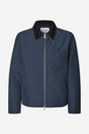 Navy jacket with black collar on a white background from Samsoe Mens