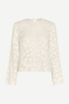Round neck long sleeve ecru top with burnout detail from Samsoe Samsoe