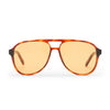 Tortoise shell Le Specs sunglasses on a white background front view