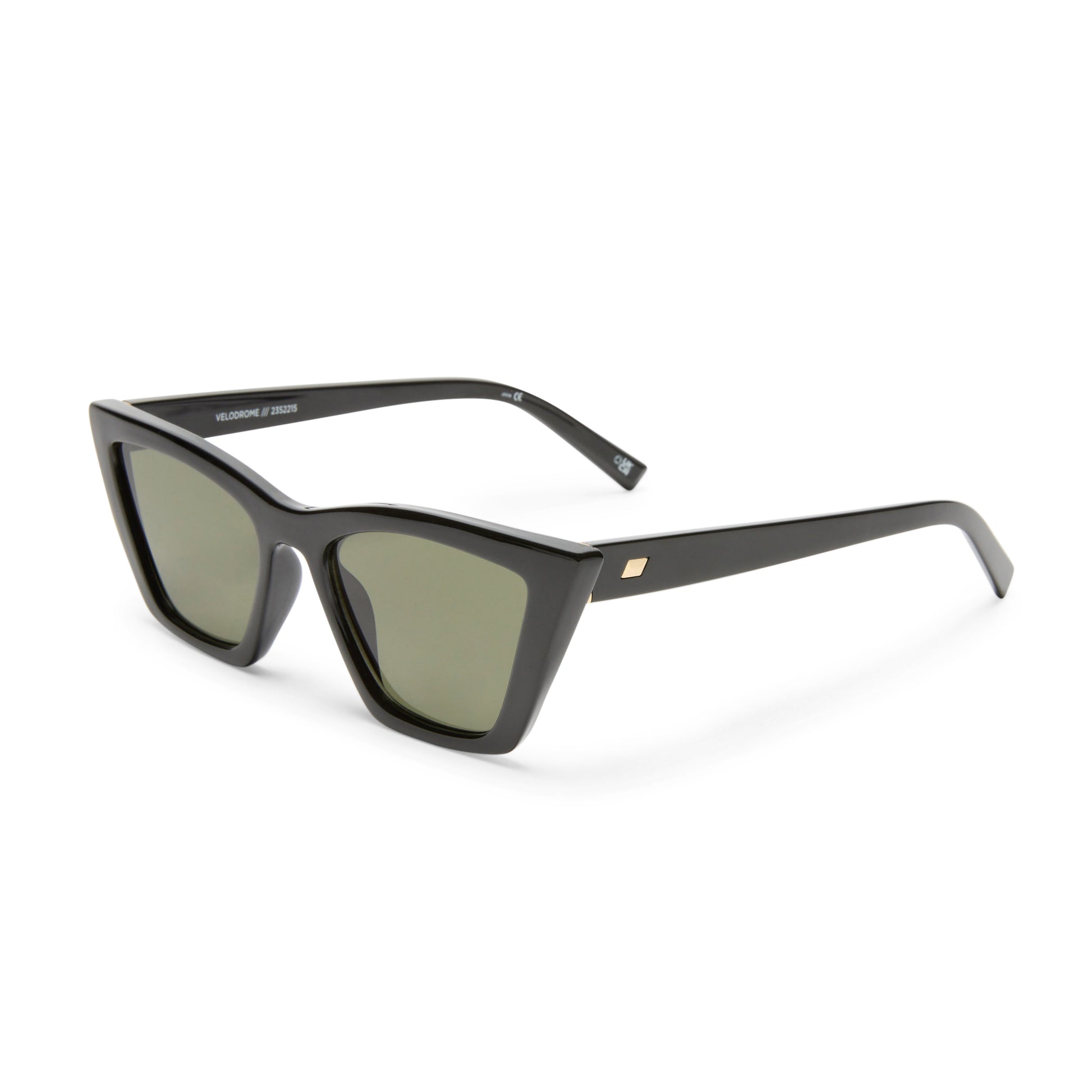 Black sunglasses by Le Specs on a white background side view