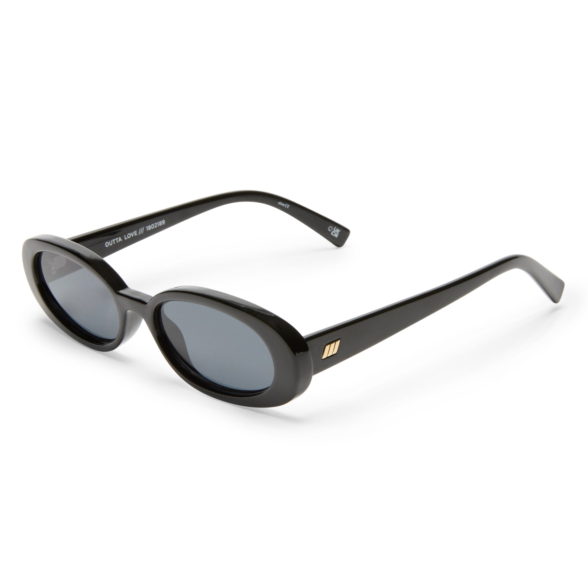 Black Le Specs Sunglasses on a white background side view