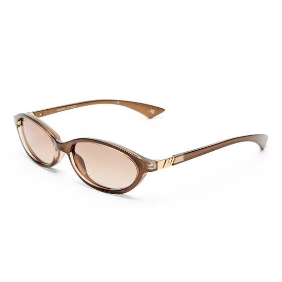 brown Le Specs sunglasses on a white background side view 