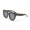 black Le Specs sunglasses on a white background side view
