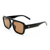 Black Le Specs sunglasses on a white background side view