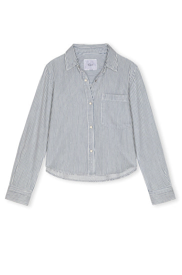 Striped cotton lyocell blend shirt with long sleeves and push stud fastening from rails