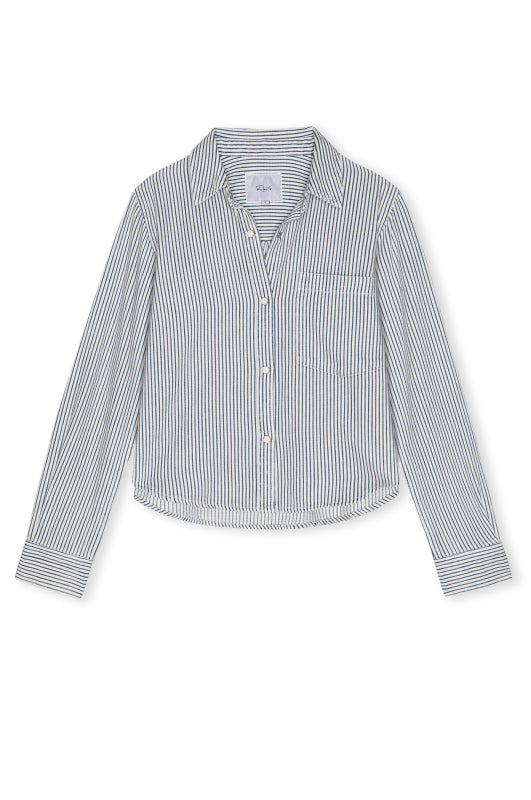 Striped cotton lyocell blend shirt with long sleeves and push stud fastening from rails