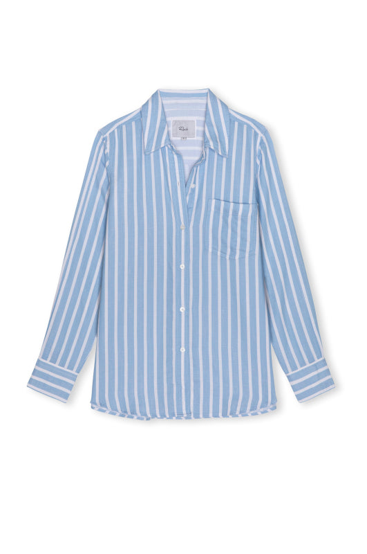 Blue and white Rails striped shirt on a white background