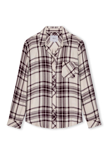 Plaid shirt with a collar on a white background
