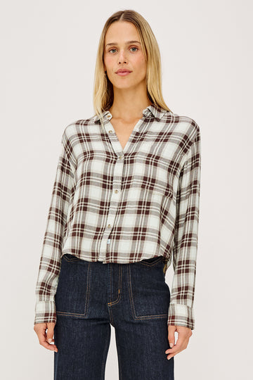 checked shsirt in super soft flannel worn with blue denim