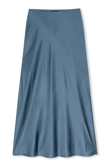 bue bias cut skirt in dusty blue