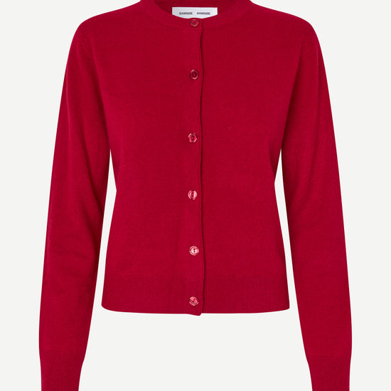 Red cardigan on a white background