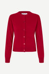 Red cardigan on a white background