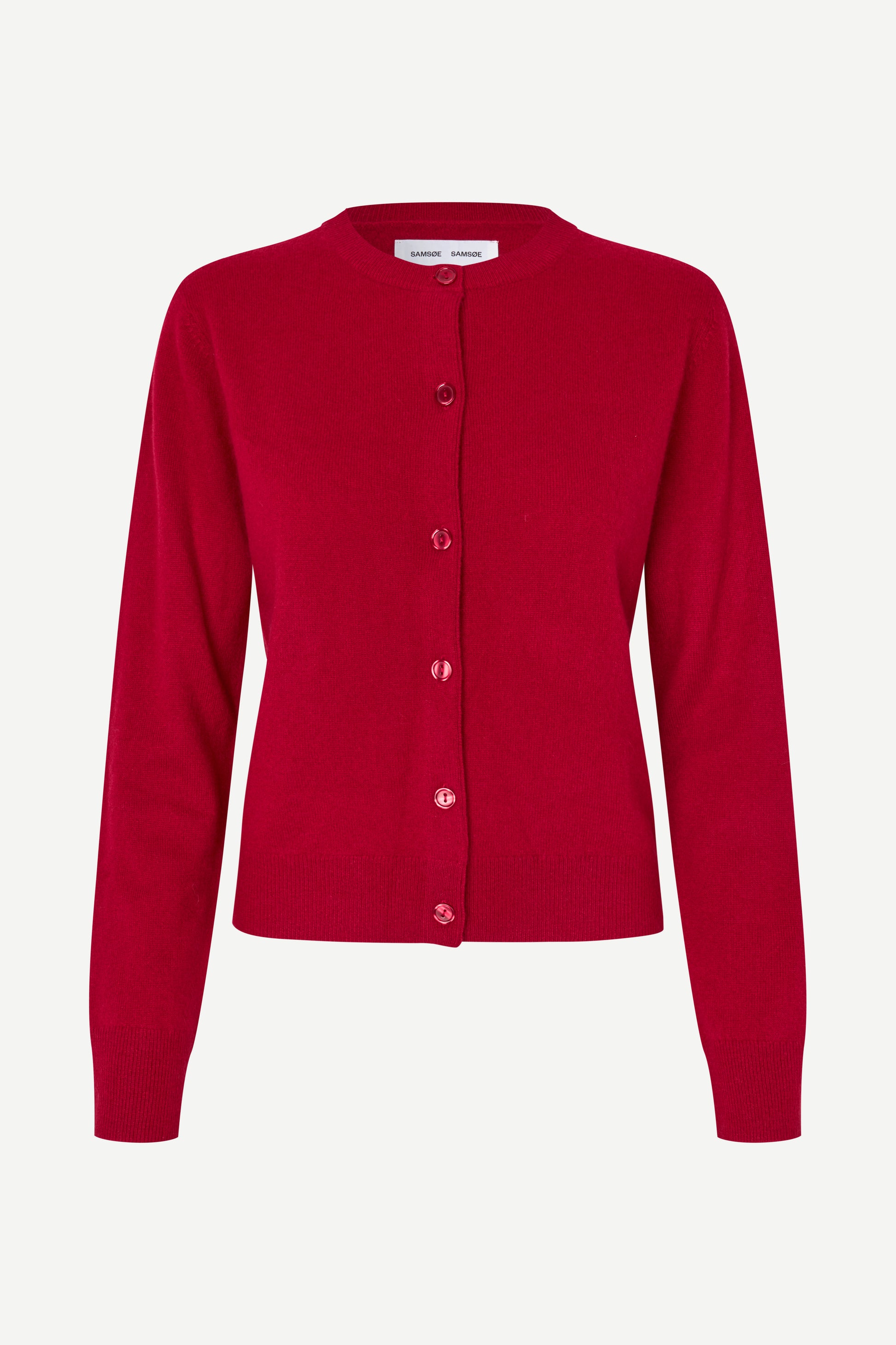Red cardigan on a white background