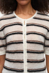 Sapippie SS Cardigan Egret Stripe